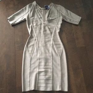 Herve Leger tan dress